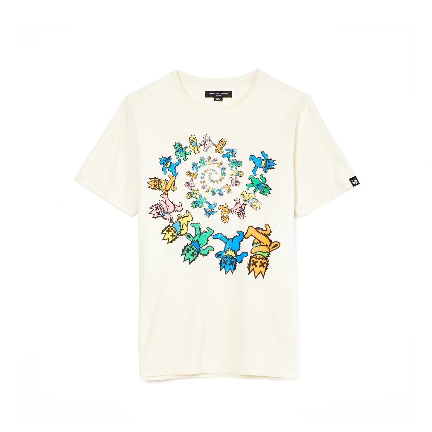 SHORT SLEEVE CREW NECK TEE "DANCING BEARS" IN WINTER WHITE