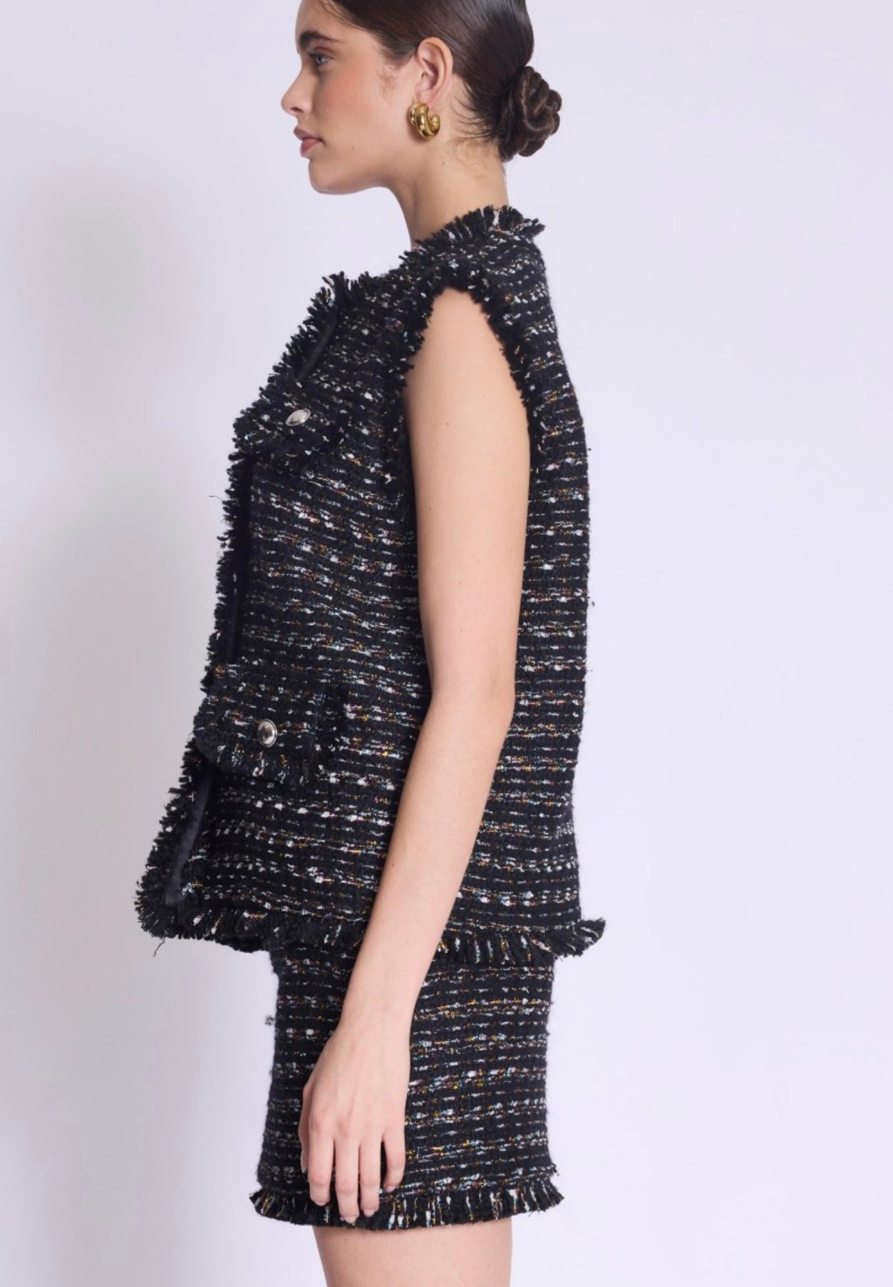 VADOR Jacket | Short sleeveless jacket with black fringes