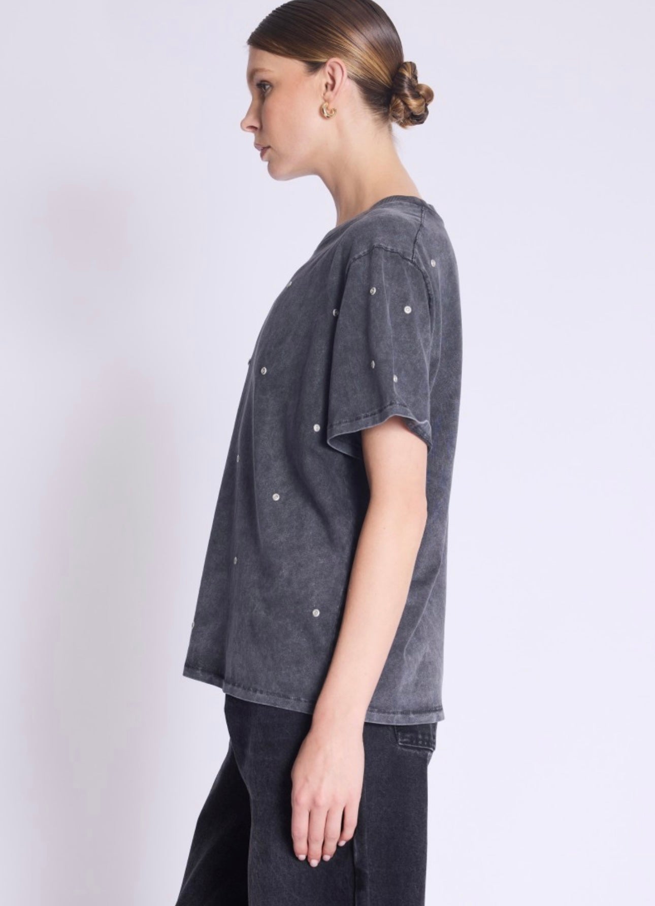 T-shirt ERIVET | Washed grey rivet T-shirt