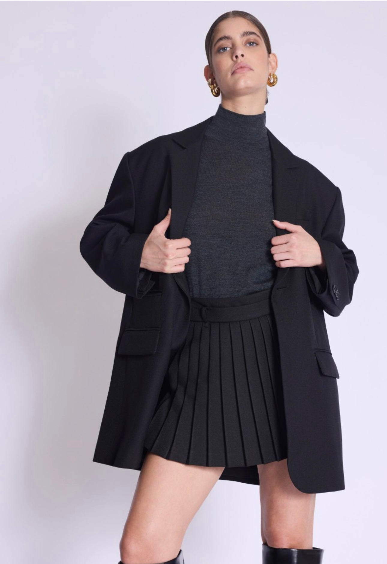 JANINE skirt |Mini skirt with black pleats