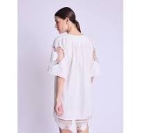 RENZA | Short dress in linen with embroidered hearts