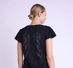 Cargar imagen en el visor de la galería, EZANA | Black T-shirt with back wings
