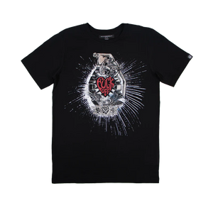 Short Sleeve Crew Neck Tee "Fuck Off" In Black